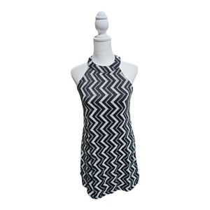 Black & White Glitter ZigZag Candies GoGo Dress - XS